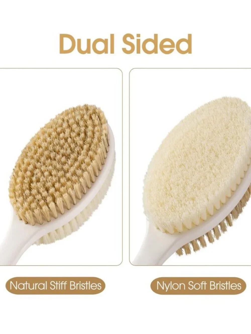 ✨ Long Handle Back Scrubber Shower Brush - Dual Bristle Body Exfoliator